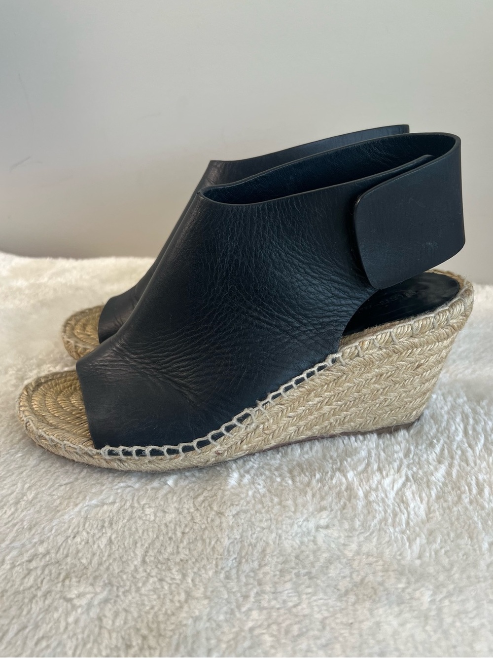 Celine Woven Espadrille Wedge Sandals Black